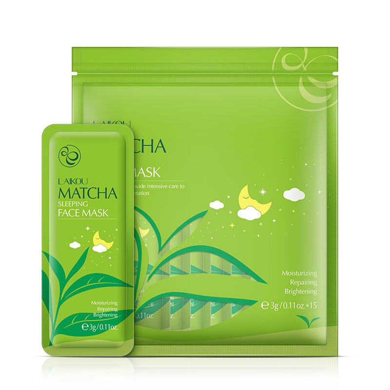 8804 A7 ❤️ Bịch 15 Gói Mặt Nạ Ngủ Trà Xanh Laikou Sleeping Face Mask Dưỡng Trắng Cấp Ẩm Ngừa Mụn Siêu Hot