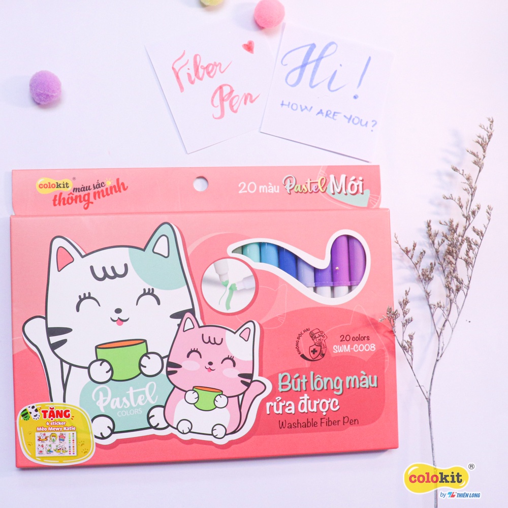 Bút lông 20 màu Pastel Fiber Pen Thiên Long Colokit SWM-C008 bút màu pastel siêu xinh ANKICO