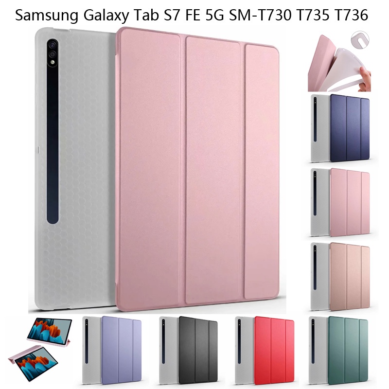 Bao da máy tính bảng kèm ngăn đựng bút thông minh chống sốc cho Samsung Galaxy Tab S7 FE SM-T730 T735 T736