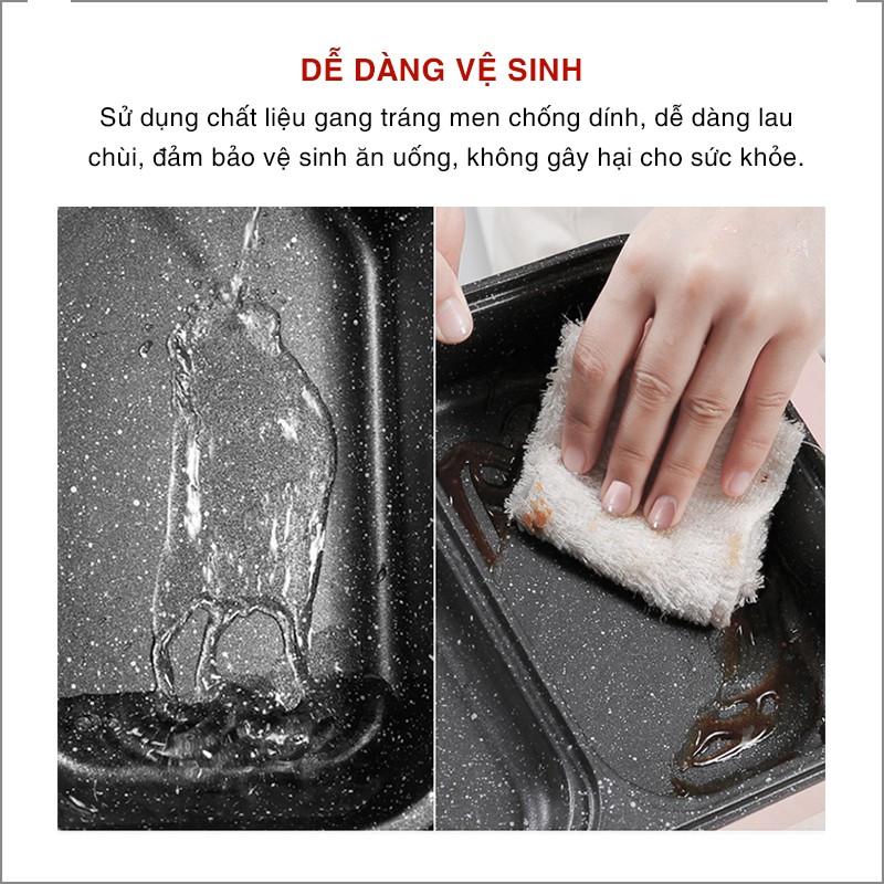 Bếp điện lẩu nướng đa năng 2 ngăn mini siêu chống dính - Nồi Lẩu Kiêm Nướng 🥘 2in1 Mini Hàn Quốc🥘