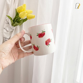 [Hàng có sẵn] Cốc sứ tráng men dâu tây
