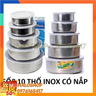 BỘ 10 CHIẾC THỐ INOX CÓ NẮP CAO CẤP
