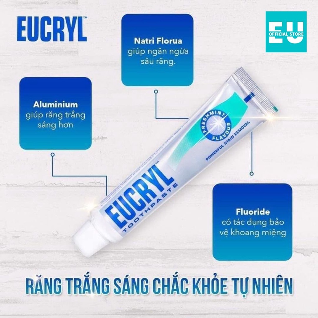 Kem Đánh Răng Eucryl  Giúp Sạch Miệng Trắng Răng, Hơi Thở Thơm Mát 62g