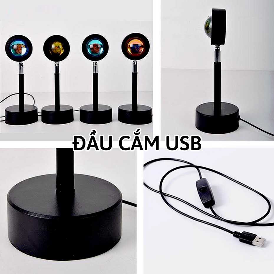 Đèn Hoàng Hôn Chuyển Được 4 Màu - Đèn Cầu Vồng Chiều cao 27cm, dây USB dài 1.2m, quay 180 độ
