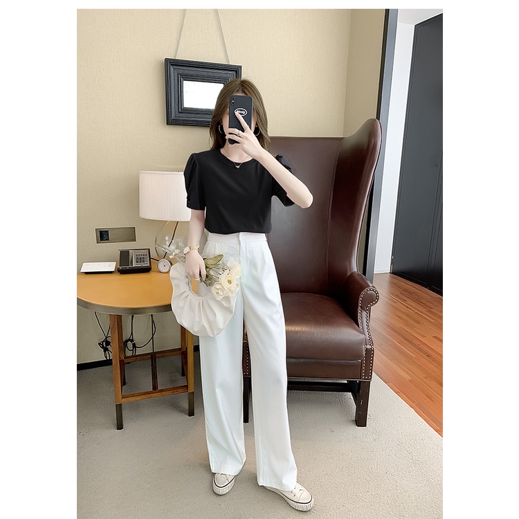 Áo thun nữ OKIMAC kiểu tay ngắn cổ tròn bèo nhún vai cotton thấm hút mồ hôi phong cách ulzzang Hàn Quốc thời trang nữ