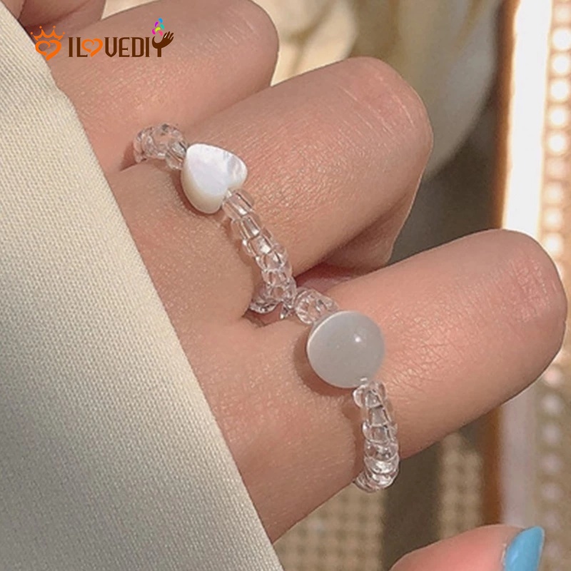 Nhẫn Đính Đá Opal Trong Suốt Có Thể Điều Chỉnh Phong Cách Bohemian Thời Trang Cho Nữ