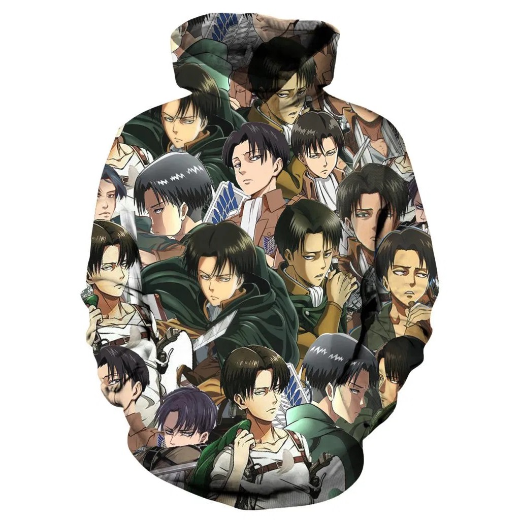 Áo Khoác Hoodie Hóa Trang Levi Ackerman Trong Phim Attack On Titan 3d