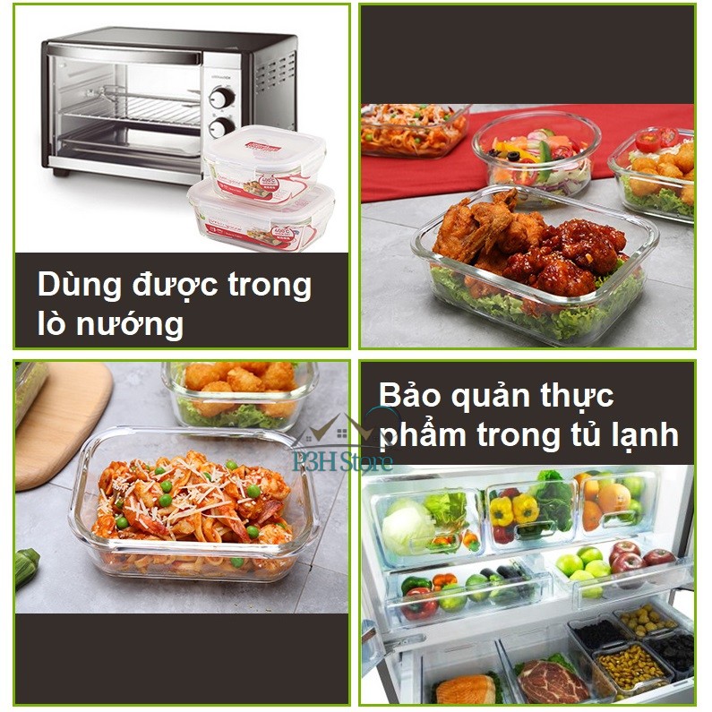 Hộp thủy tinh Lock&Lock Ovenglass chịu nhiệt cao dung tích từ 300ml đến 2L