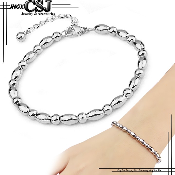 Lắc tay bi tròn hình hạt gạo nhỏ xinh