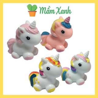 Ngựa thần tiên Pony có sừng bằng nhựa trang trí tiểu cảnh Terranium