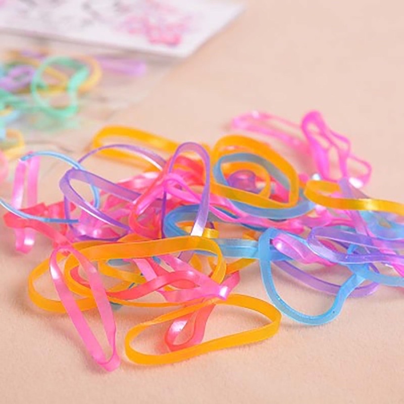 Dây Thun Buộc Tóc Cầu Vồng Nhiều Màu Sắc
