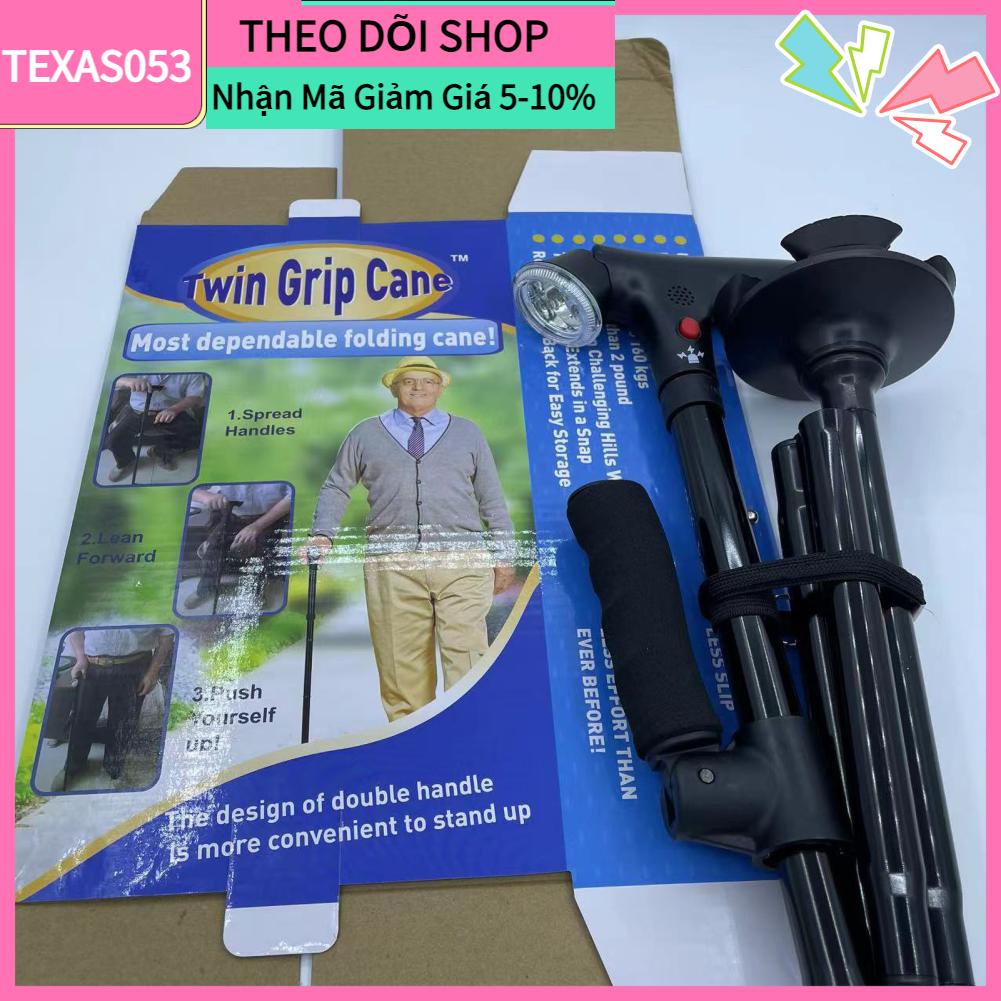 Texas053 Tay cầm đôi với đèn LED báo động Có thể điều chỉnh ánh sáng Nạng cho người cao tuổi Gậy đi bộ
