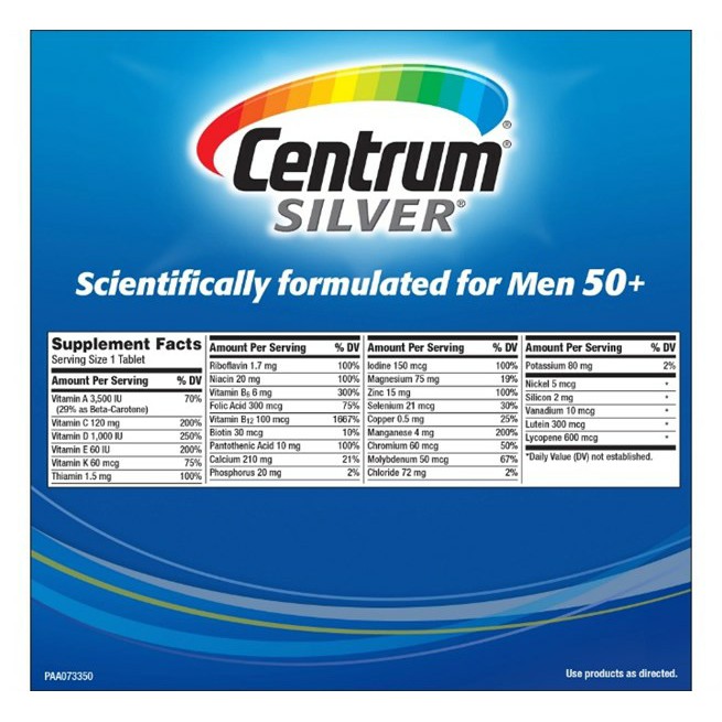 CENTRUM SILVER MEN 50+ 275 viên của Mỹ GIÚP BỔ SUNG VITAMIN VÀ KHOÁNG CHẤT | Thế Giới Skin Care
