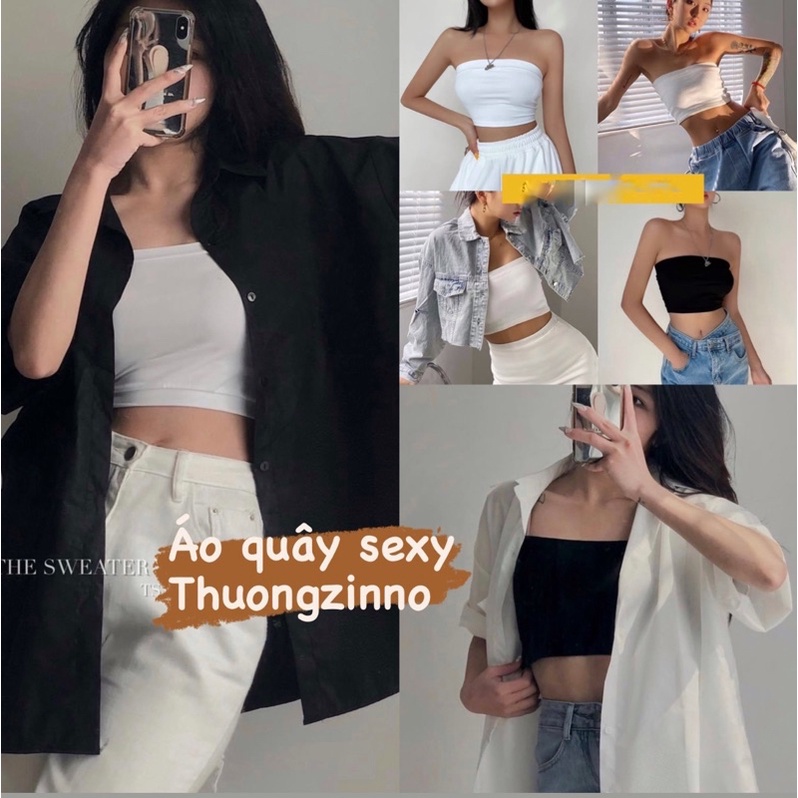 [Ảnh thật/Video]Áo ống croptop nữ kiểu ôm sexy chất thun cotton Áo quây màu trơn mặc trong vest/sơmi