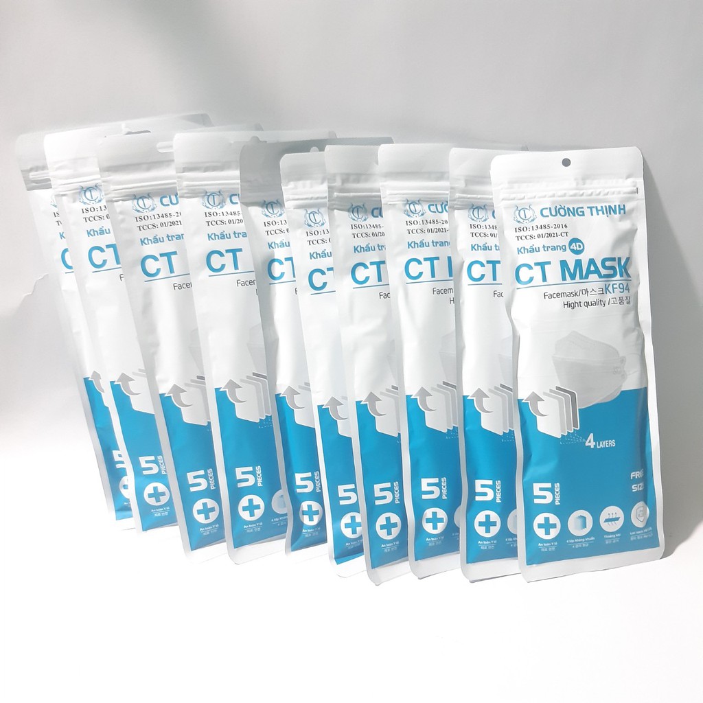 [Combo 12 Sản Phẩm ] 10 Hộp Khẩu Trang 3D+2 Gói 4D CT Mask KF94 Y Tế Cường Thịnh Xuân Lai Chất Dày Dặn Quai Bền Dáng Đẹp