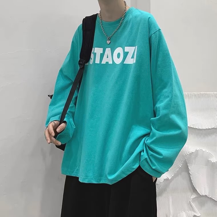 Áo Thun Tay Dài Cổ Tròn In Chữ Thoải Mái Thời Trang unisex size M-5XL