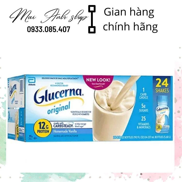[Chuẩn Mỹ]Sữa Glucerna nước Glucerna Shake Original Thùng 24 chai 237ml cho người tiểu đường cần bổ sung khoáng chất
