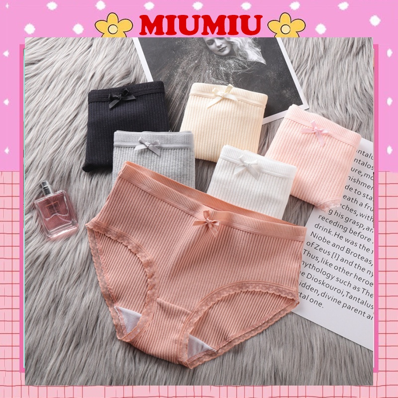 Quần Lót Nữ Cotton Dệt Kim 100% kháng khuẩn thoáng mát đính nơ xinh tôn vòng 3 gợi cảm QL02