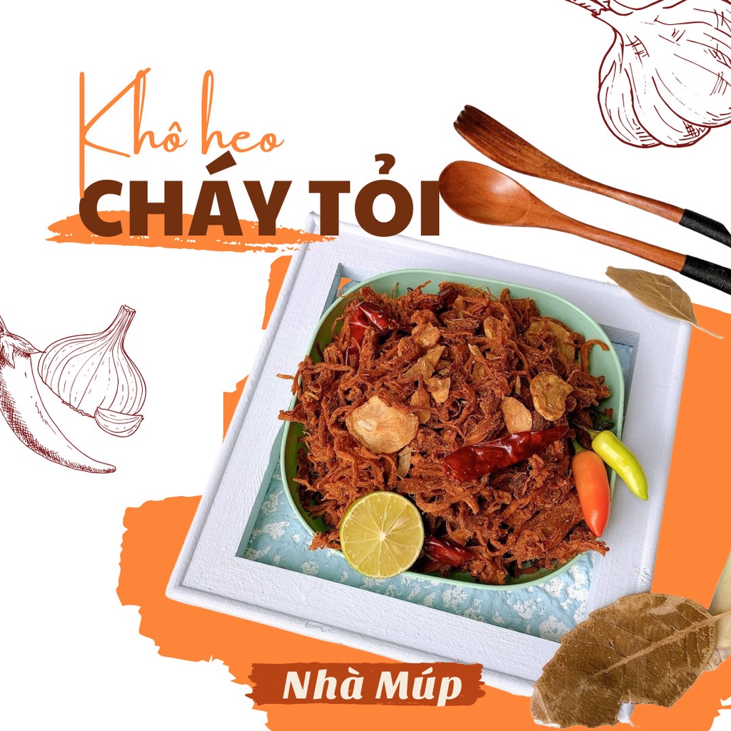 Khô Heo Cháy Tỏi Hũ 200gr - Đồ ăn vặt Nhà Múp