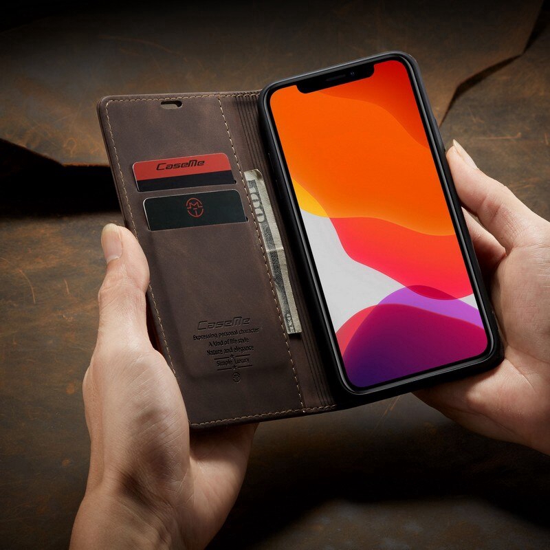 Caseme Magnetic Flip Card Wallet Leather Case For iPhone 11 Pro X XR XS Max 7 8 6 6s Plus Anti-knock Phone Holder Protection Cover