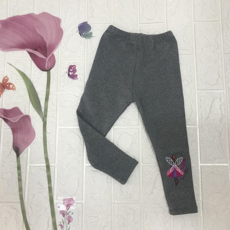 Quần dài quần legging bé gái cotton len thêu nổi cho bé từ 1-10 tuổi (8-30kg)