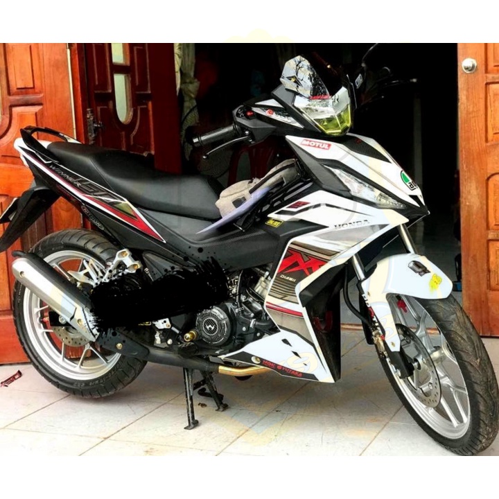 ( Quí khách vui lòng mang ra tiệm cho thợ dán ) Tem winner MXking trắng đỏ