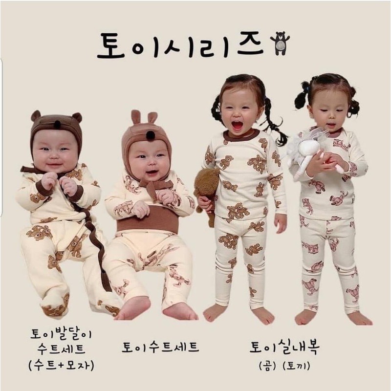 Bộ rời/suit gấu thỏ #peekaboo cho bé trai/bé gái từ 3tháng-3tuổi