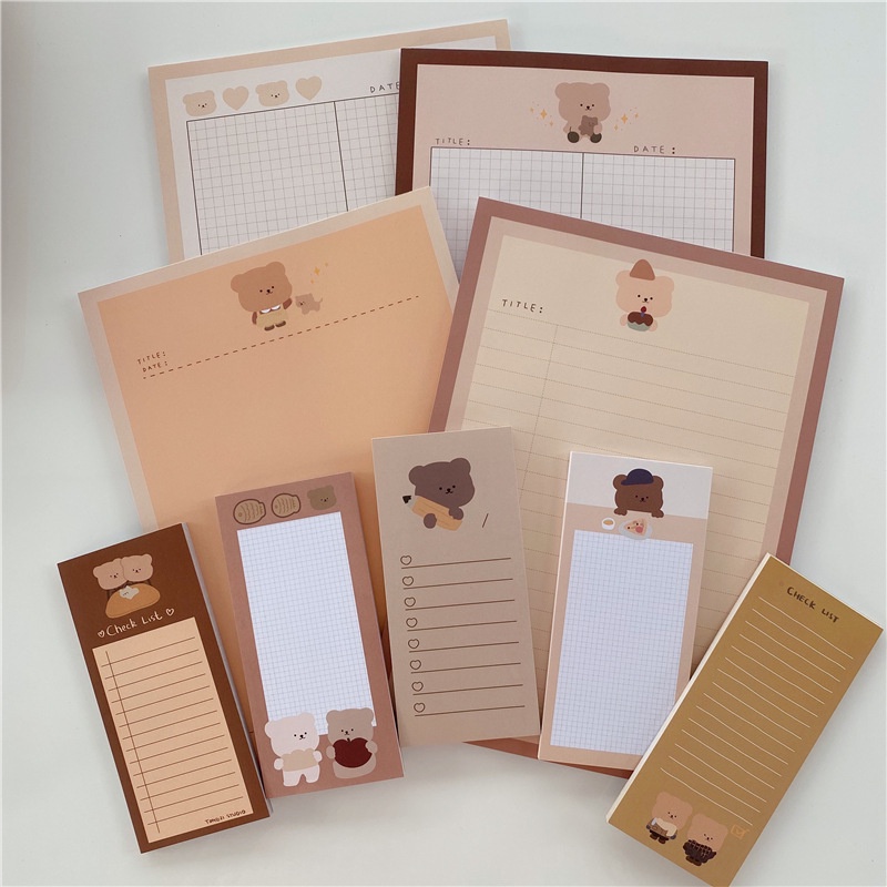 Tập 50 giấy note ghi chú gấu nâu