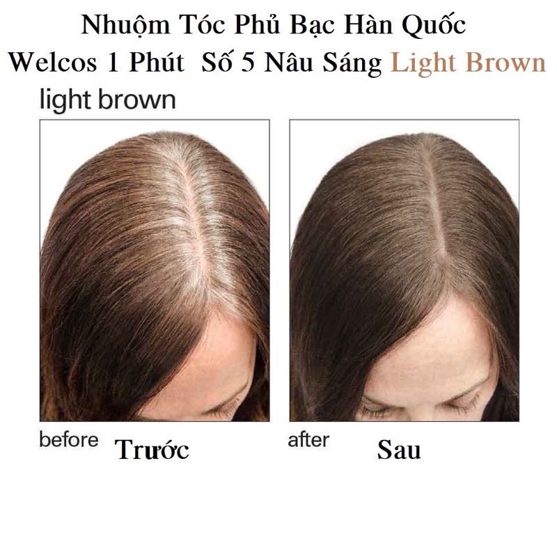 Thuốc Nhuộm Phủ Bạc Hàn Quốc Cao Cấp Màu Nâu Vàng Sáng 1 Phút Light Brown Cover Grey Hair Dye Cream