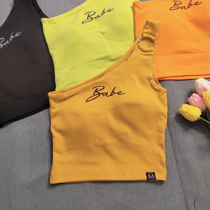 Áo Croptop Chéo Vai Siêu Sexy Có Mút Ngực Chất Dày Dặn