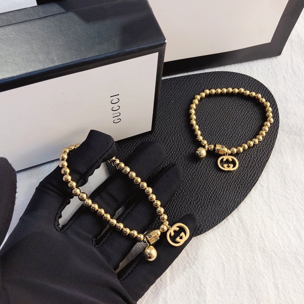 GUCCI Vòng đeo tay bằng thép titan họa tiết chữ GG thời trang thanh lịch cho nữ