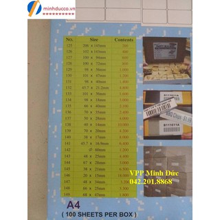 [CHAT SHOP NHẮN MÃ] Giấy dán nhãn Tomy A4