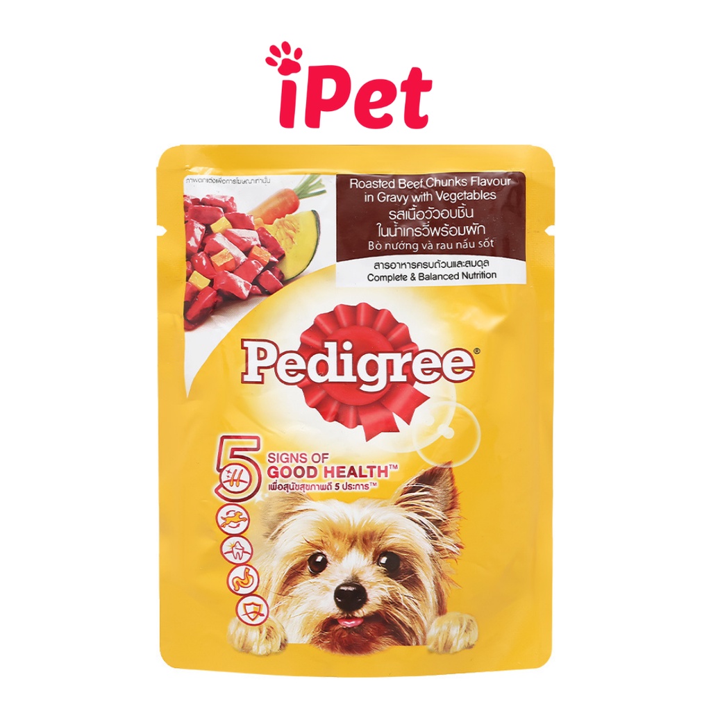 Pate Thức Ăn Mềm Cho Chó Lớn Pedigree Bò Nướng Và Rau Gói 80g - iPet Shop