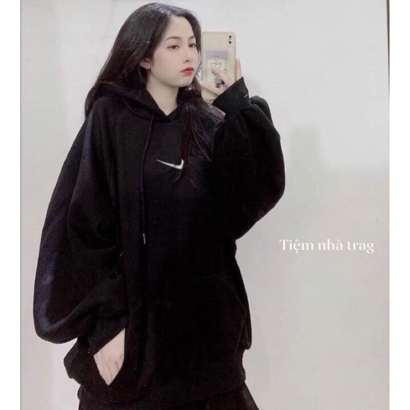 Áo hoodie có mũ form unisex chất liệu nỉ bông, ao hôdie niikee dấu tích nhỏ nam nữ màu trắng, đen và xanh