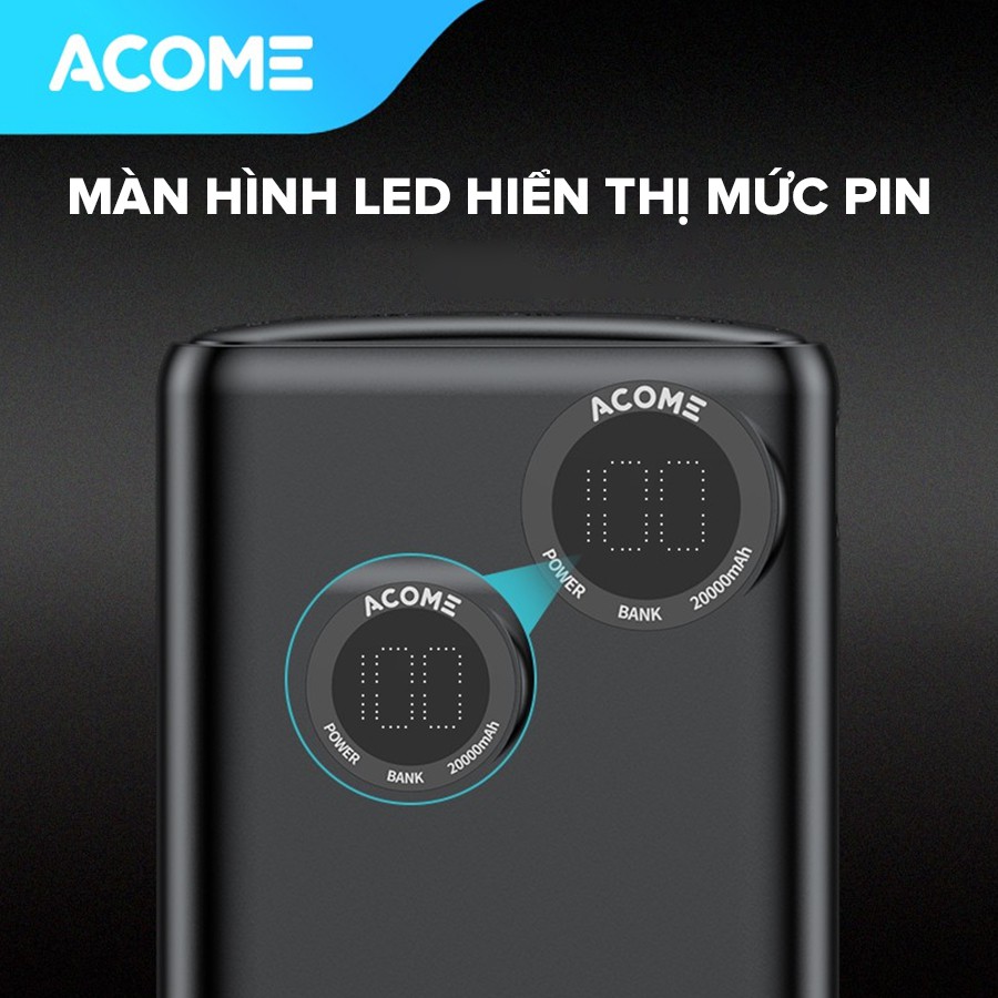 Pin Sạc Dự Phòng ACOME AP202 20000mAh Hỗ Trợ Sạc Nhanh - BẢO HÀNH 18 THÁNG BenZ Store