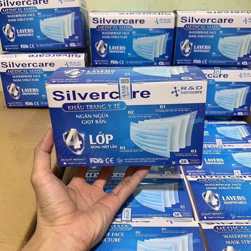 Khẩu trang y tế nano silvercare 4 lớp (1 hộp 50c)