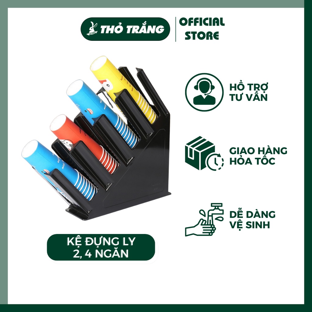 Kệ đựng ly, cốc trà sữa nhựa ABS đúc nguyên khối loại xéo/ ngang 2,4 ngăn