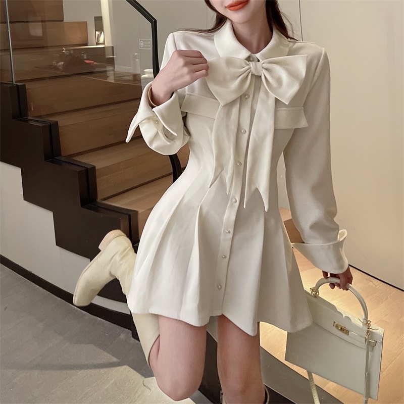 Đầm nữ dáng chữ thắt nơ hàng Quảng Châu cao cấp phong cách tiểu thư sang trọng ngọt ngào đầu xu hướng