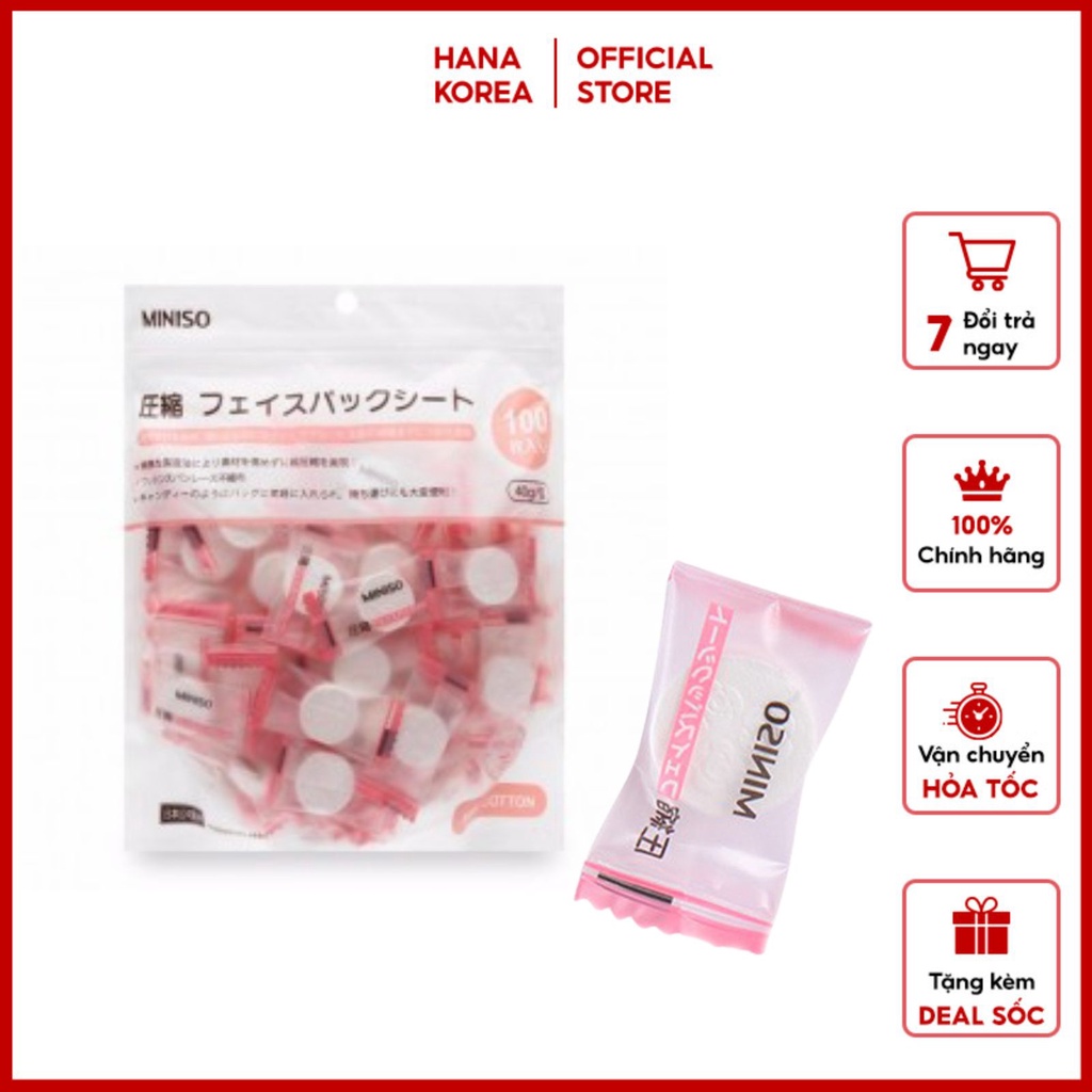 MẶT NẠ Nén Miniso Nhật Bản Túi 100 Viên
