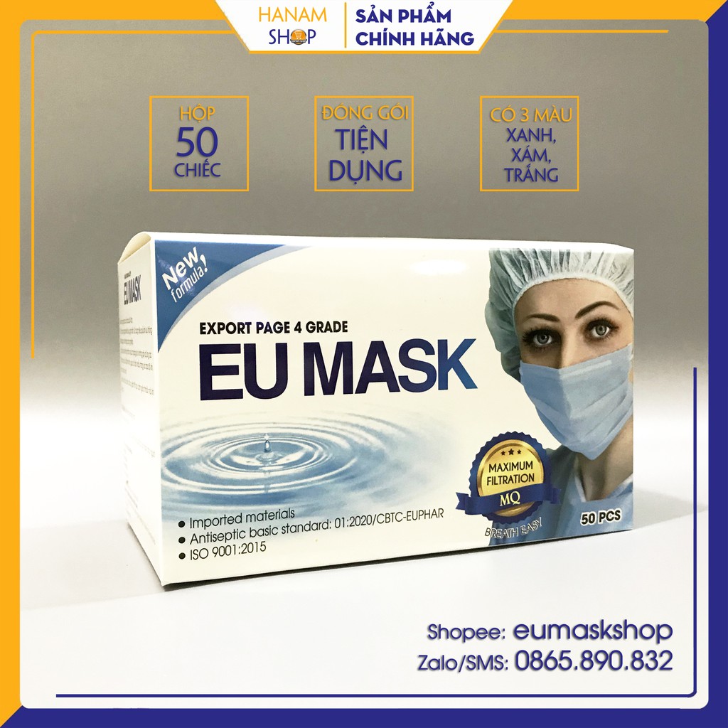Khẩu trang y tế 4 lớp Hộp 50 cái EU MASK