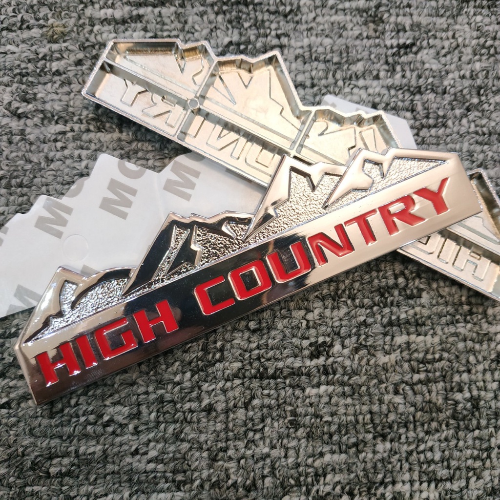 Logo High country 12.5x3.2cm dán xe bằng hợp kim dày 0.5cm