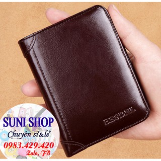 Ví nam bes da bò thật 100% full box, ví da, ví đứng, ví da bò thật
