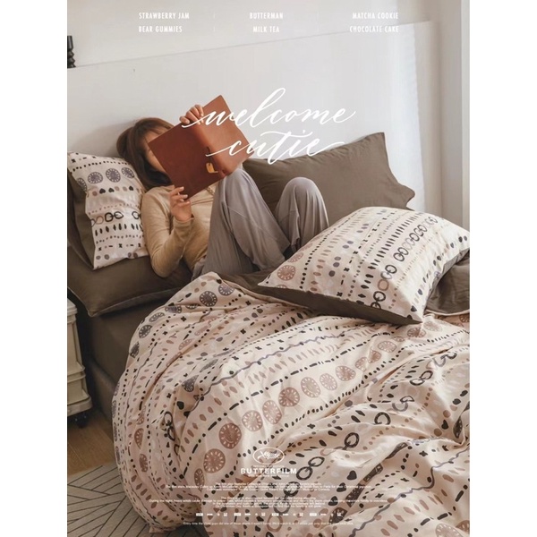 Set Bộ Vỏ Chăn Ga Gối Cotton Living - Hoạ Tiết Vintage _shinbedding