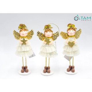 Thiên thần váy 3 tầng đứng đế gỗ trắng để bàn X-MHDB-06