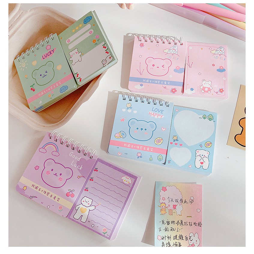 Set sổ tay kèm note giấy ghi chú siêu dễ thương tiện lợi - Note ghi nhớ sổ tay hoạt hình cute - Corgi Shop