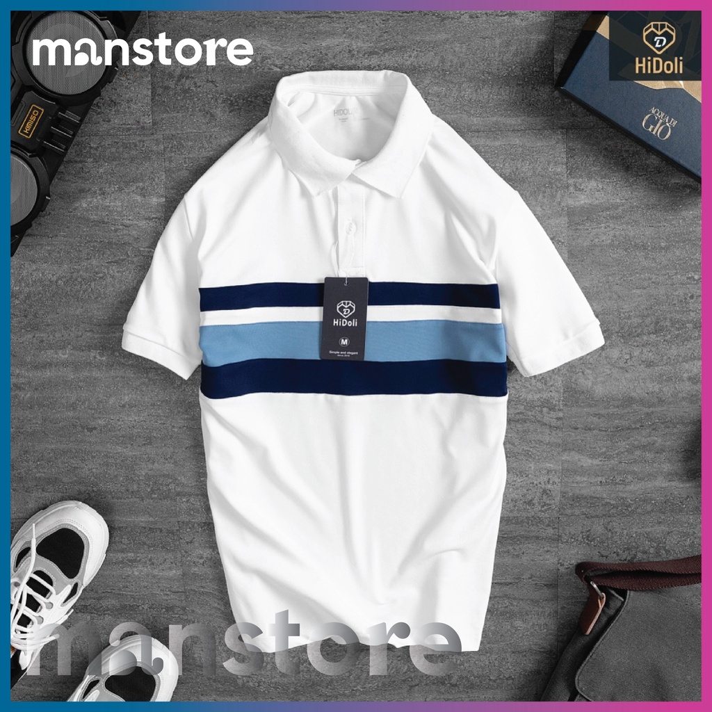 Áo thun Polo nam phối ngang NELUX vải cá sấu Cotton xuất xịn, chuẩn form - MANSTORE