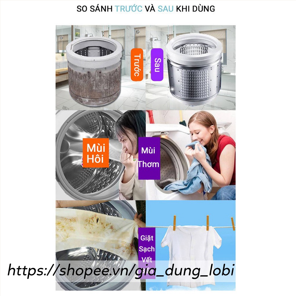 Vệ sinh lồng giặt Viên vệ sinh lồng máy giặt loại bỏ cặn lồng máy cửa ngang cửa đứng (hộp 12 viên)