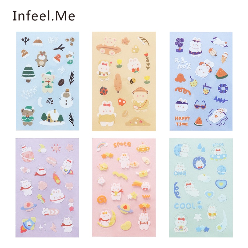 Nhãn dán Infeel.me chất liệu PET họa tiết hoạt hình trang trí scrapbook / sổ tay