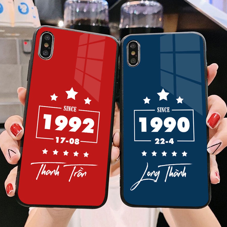 Ốp điện thoại ip 5 5s 6s xr x xsmax 6 7 8 plus 11 12 13 promax tráng gương in ngày tháng năm sinh theo yêu cầu