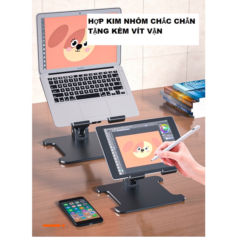 Giá kệ đỡ máy tính bảng, iPad, galaxy tablet MT88 cao cấp, xoay 180 độ, cứng cáp từ hợp kim nhôm